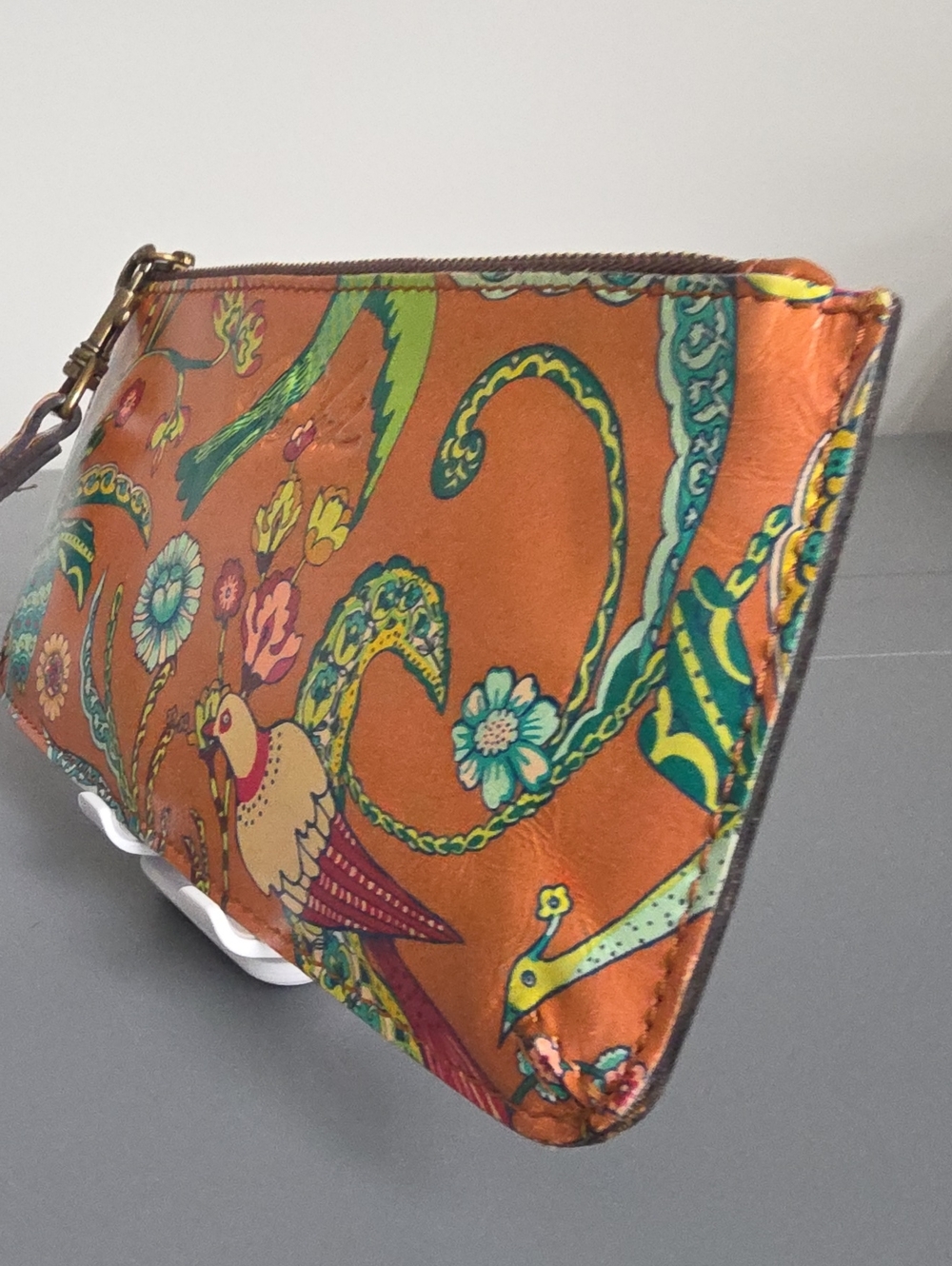 PATRICIA NASH Bird of Paradise Collection Orange Wristlet Clutch - Picture 3 of 9